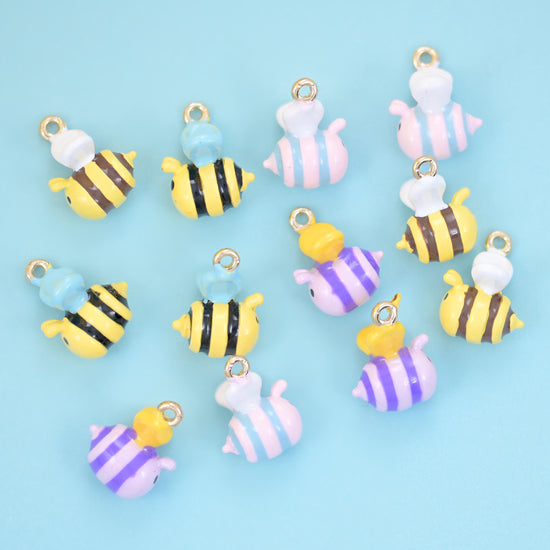 Brass, 18K gold filled, beads, bumble bee, 13 x 11mm