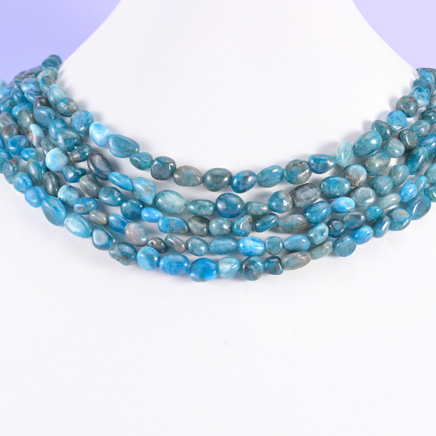 Blue Apatite beads, pebble nugget, 6-8mm