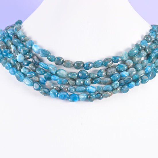 Blue Apatite beads, pebble nugget, 6-8mm