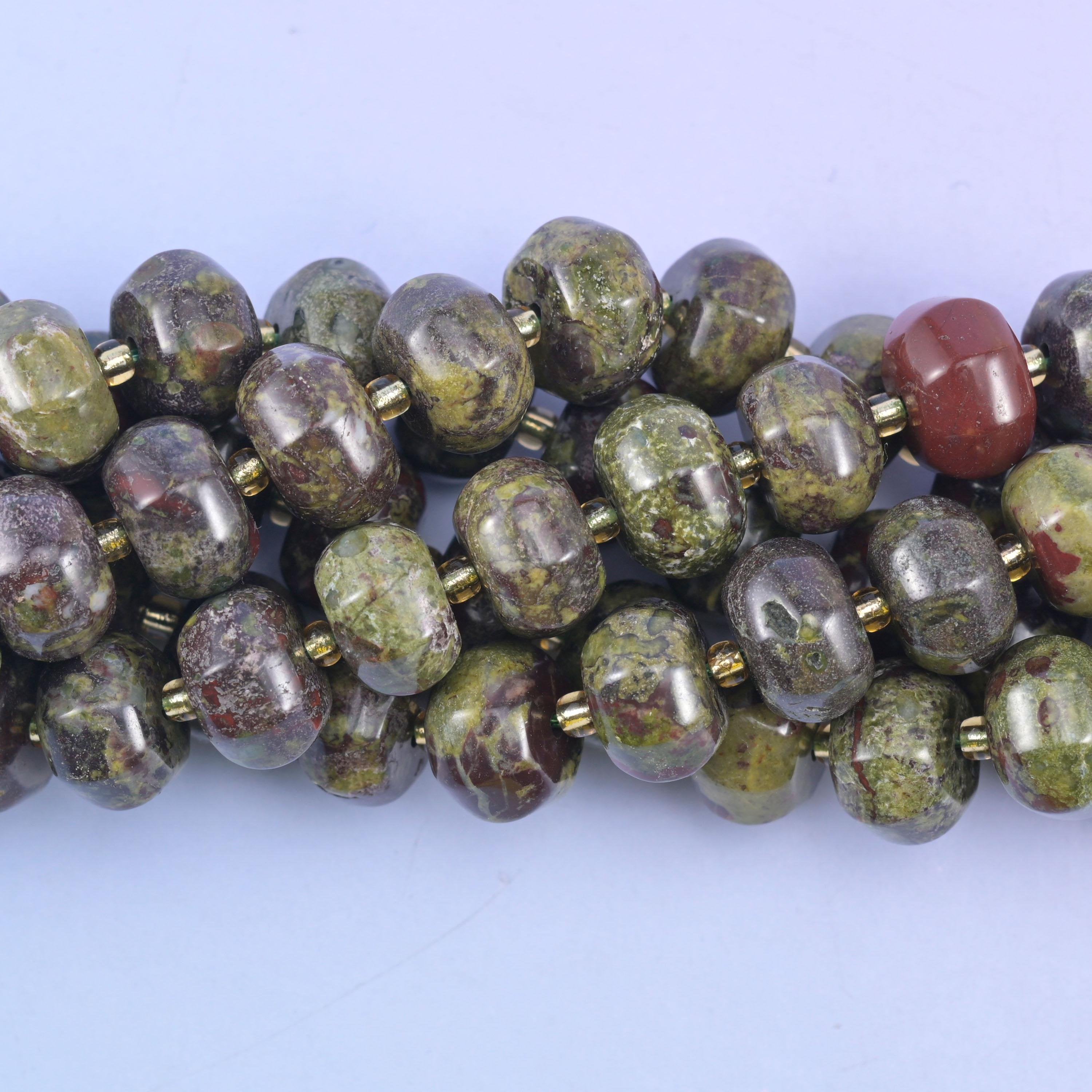 Pumpkin cut dragon bloodstone rondelle beads
