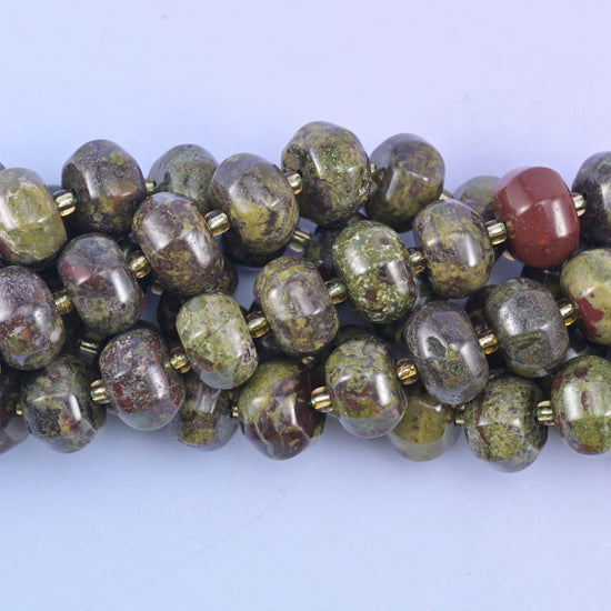 Pumpkin cut dragon bloodstone rondelle beads