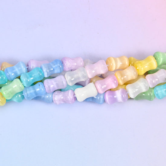 Rainbow Selenite Bamboo Stem Tube Beads, natural gemstone.