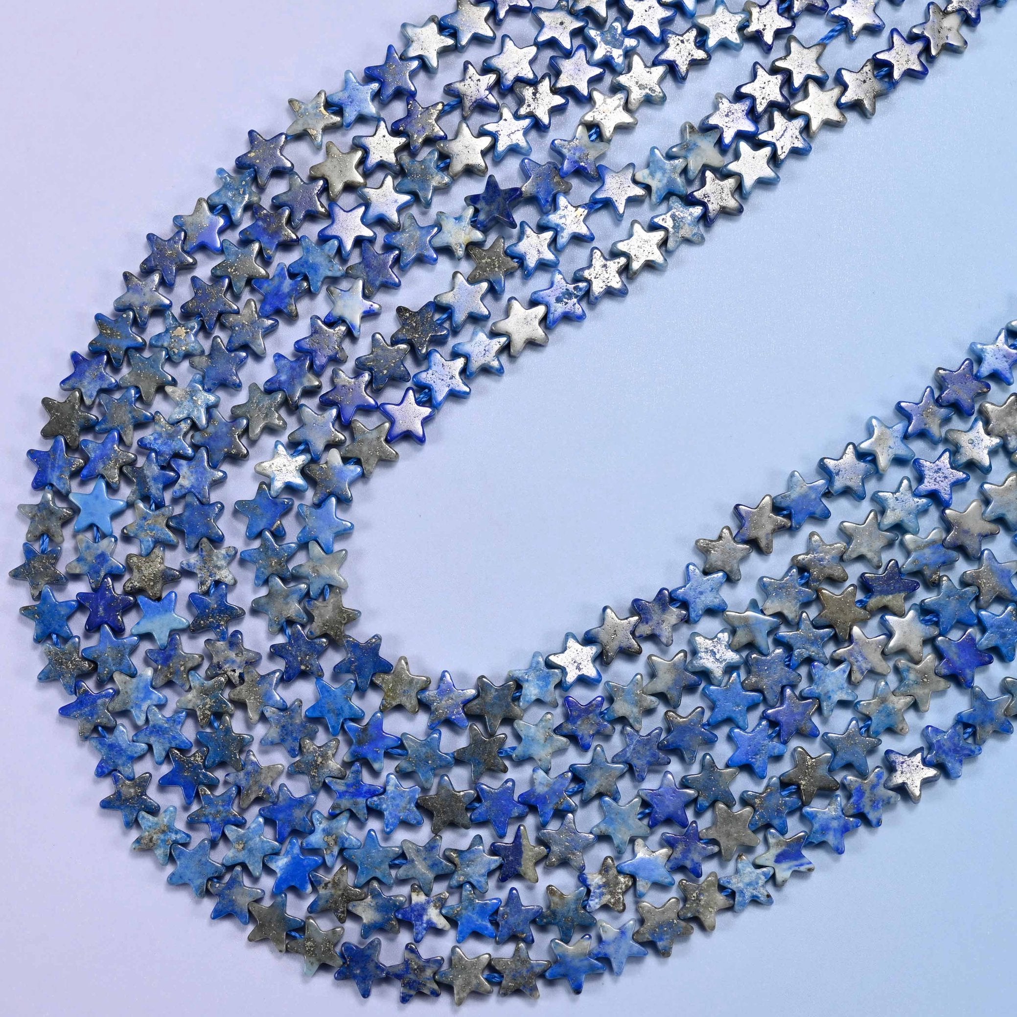 Lapis Lazuli Flat Star Beads: Size 6mm, Jewelry Making, 15 Inch Strand