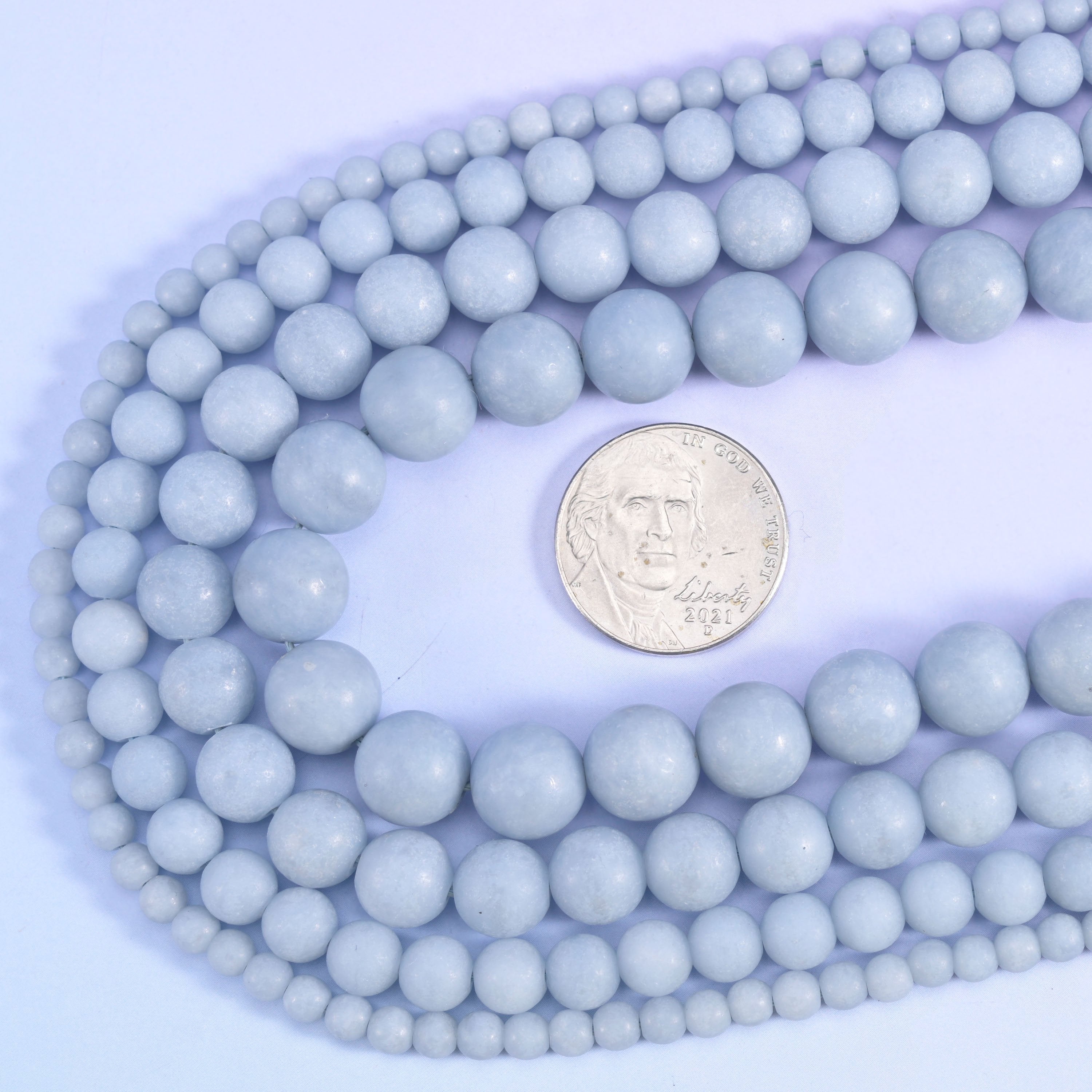 Angelite Matte Round Beads 4mm 6mm 8mm 10mm in pale powder blue