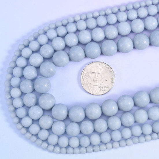 Angelite Matte Round Beads 4mm 6mm 8mm 10mm in pale powder blue
