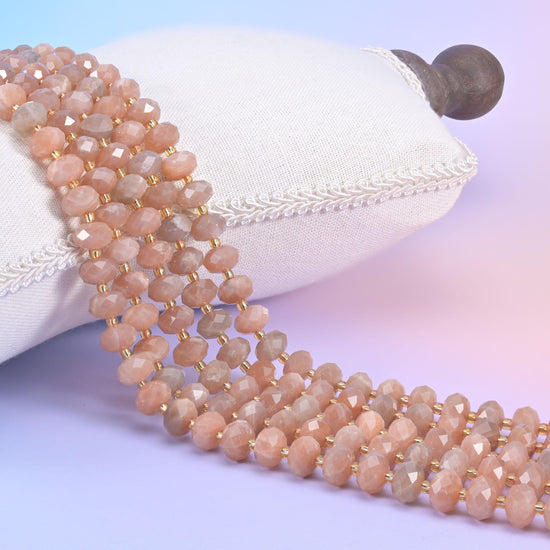 Orange Sunstone Faceted Rondelle Beads
