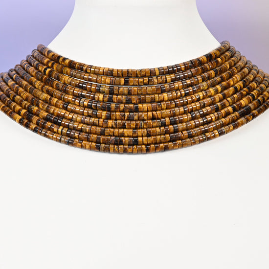 Tiger Eye beads, smooth heishi disc, 2x4mm