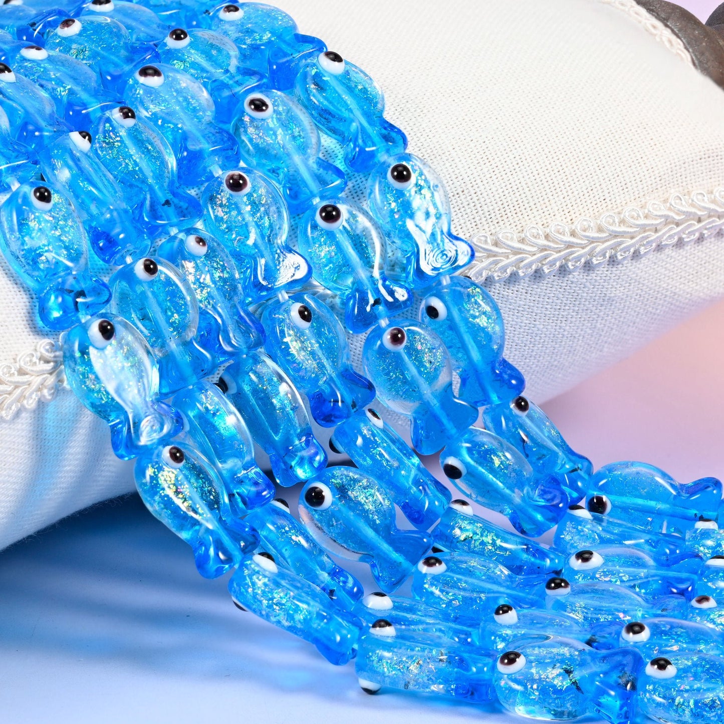 Blue Fish Glass Beads