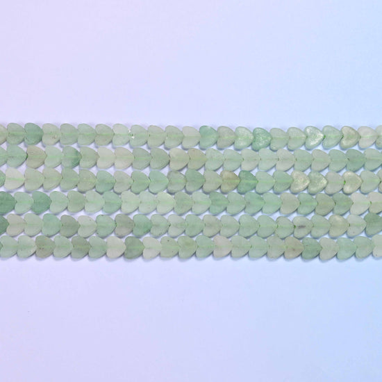 Matte Green Aventurine Flat Heart Beads: Size 6mm, Jewelry Making, 15 Inch Strand