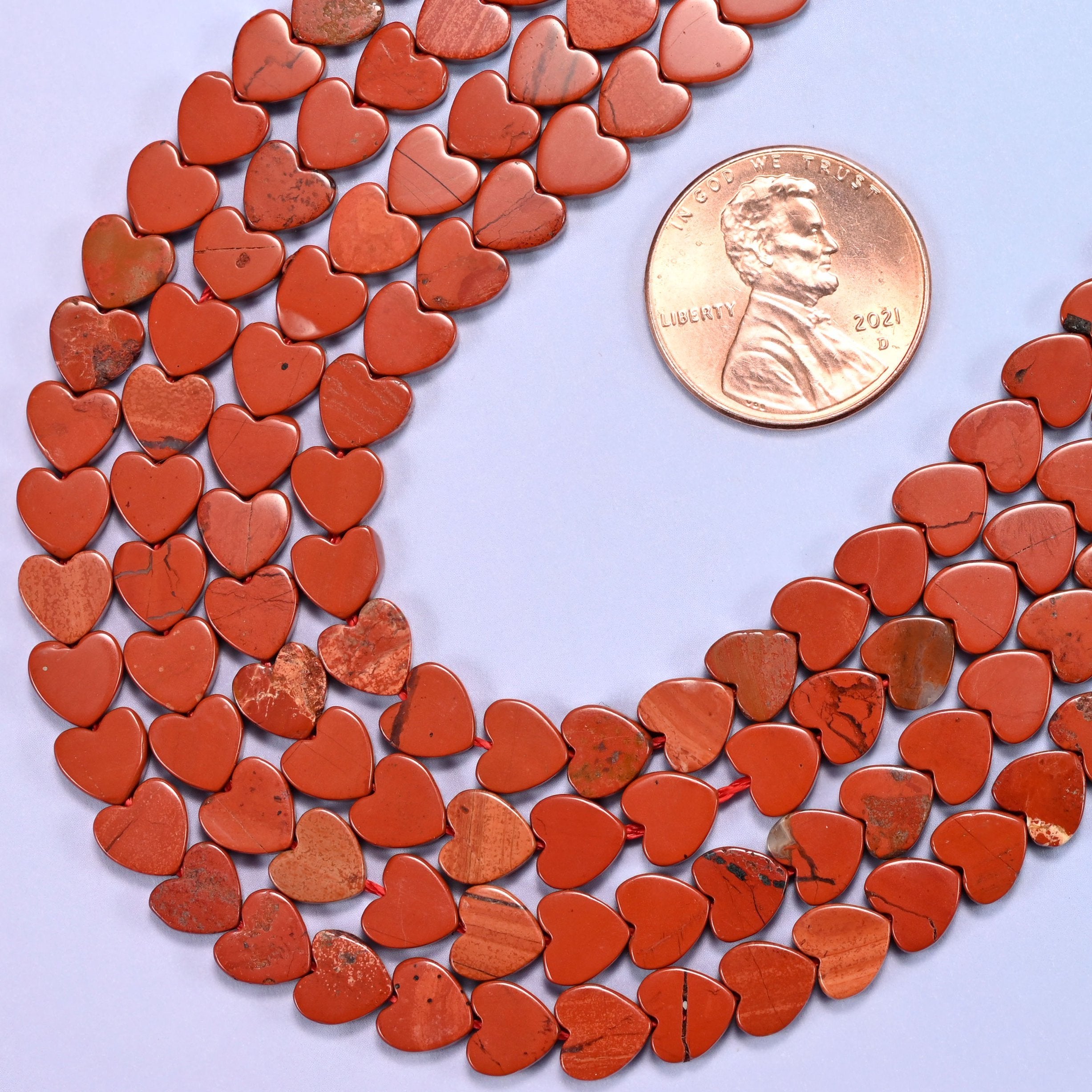 Flat heart cut red jasper beads