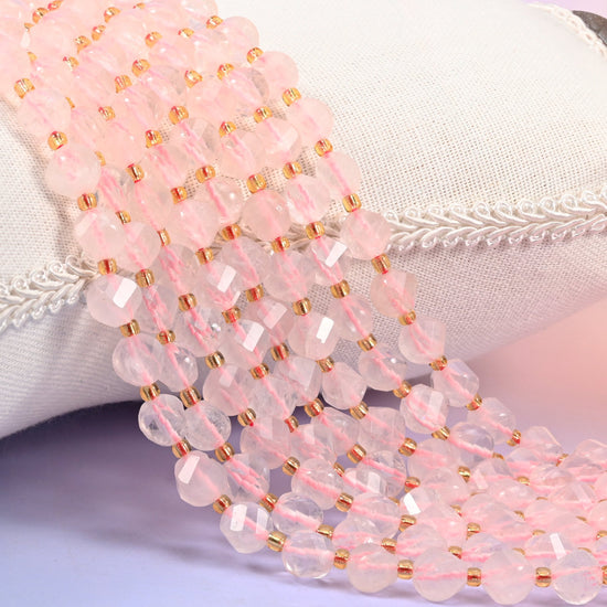 Rose Quartz Faceted Spiral Twist Beads