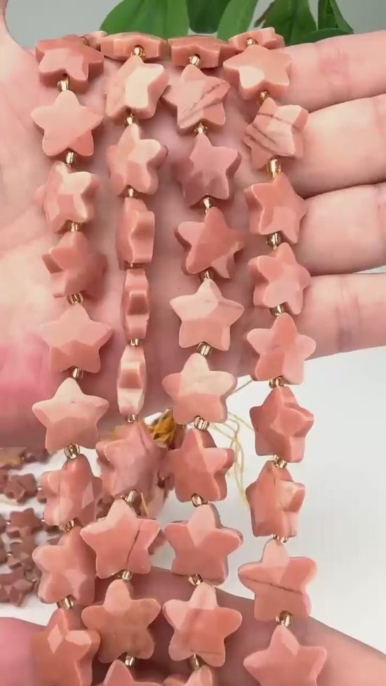 Red Aventurine Faceted Star Beads, approximately 27 beads per strand