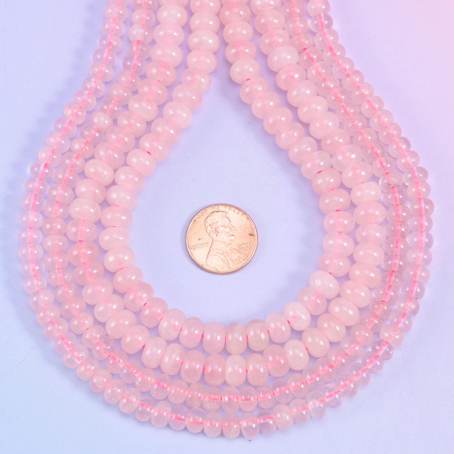 Natural Rose Quartz smooth rondelle beads for bracelets, necklaces, and earrings