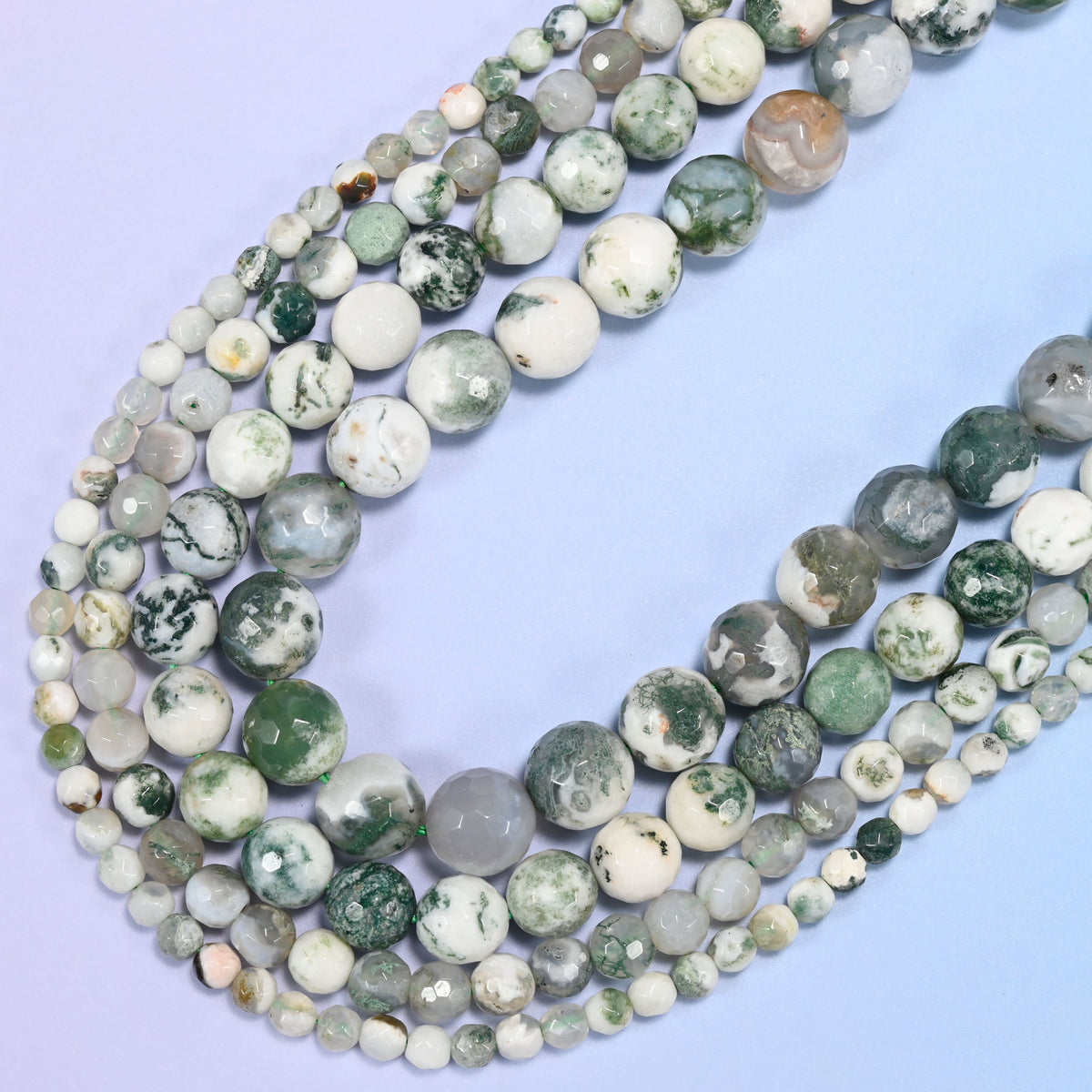 Tree Agate Faceted Round Beads 4mm 6mm 8mm 10mm Jewelry Making 15 Inch Strand