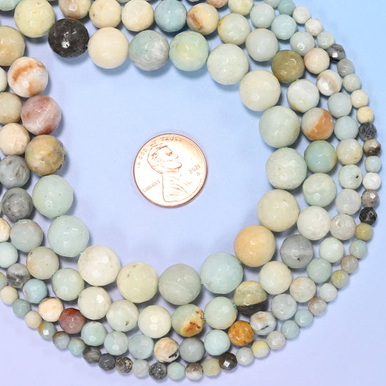 Multicolor Amazonite Faceted Round Beads: Jewelry Making, 15 Inch Strand