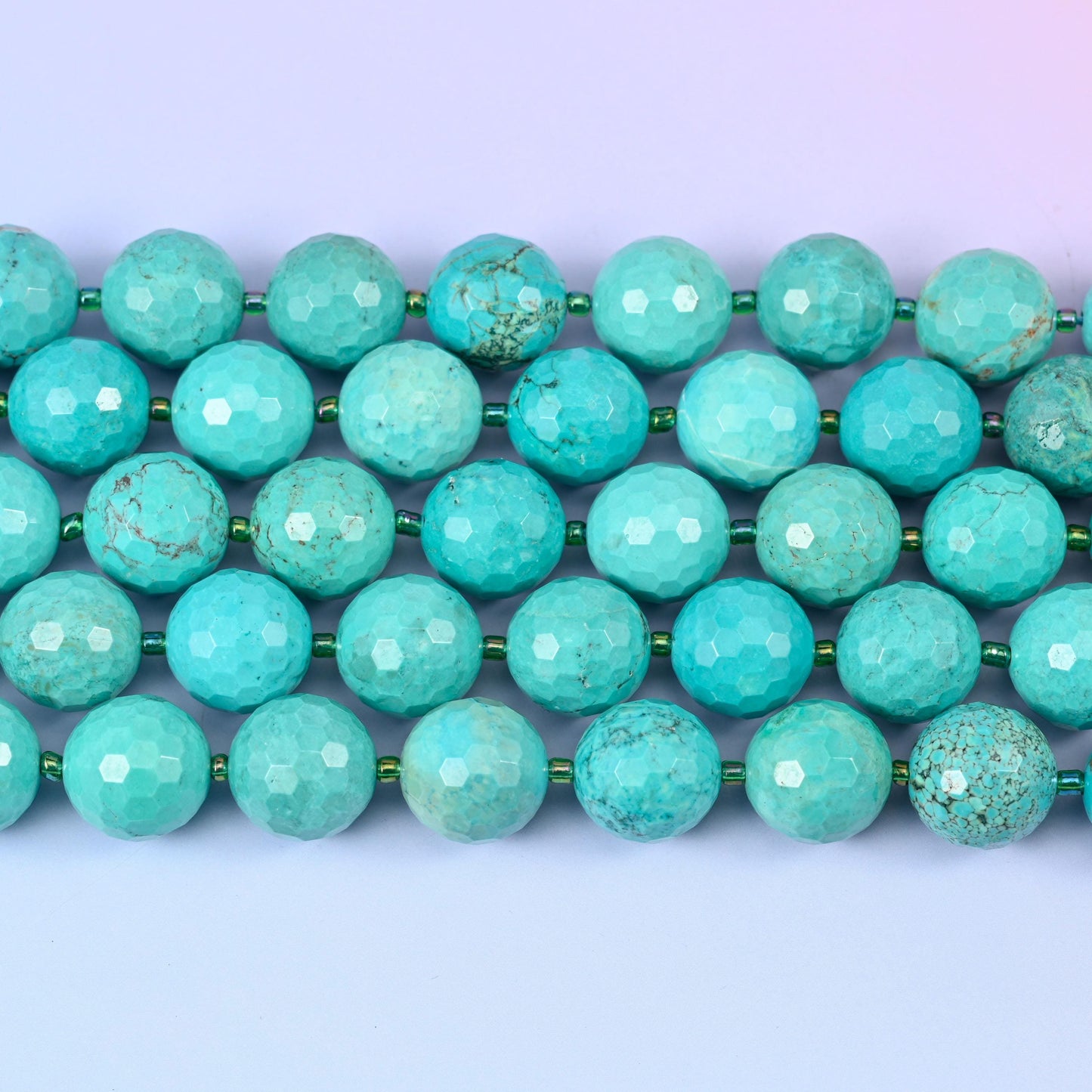 Green Howlite beads in sea green to turquoise blue with brown and charcoal matrix