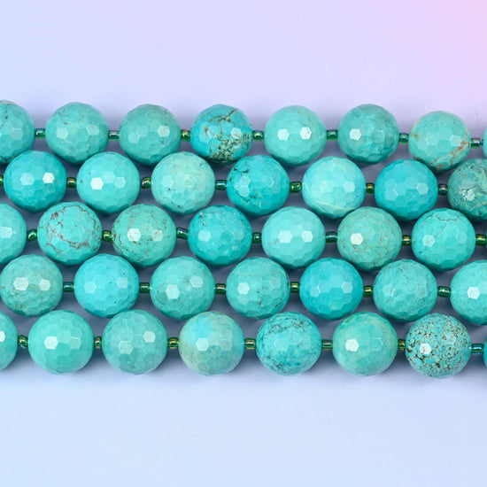 Green Howlite beads in sea green to turquoise blue with brown and charcoal matrix