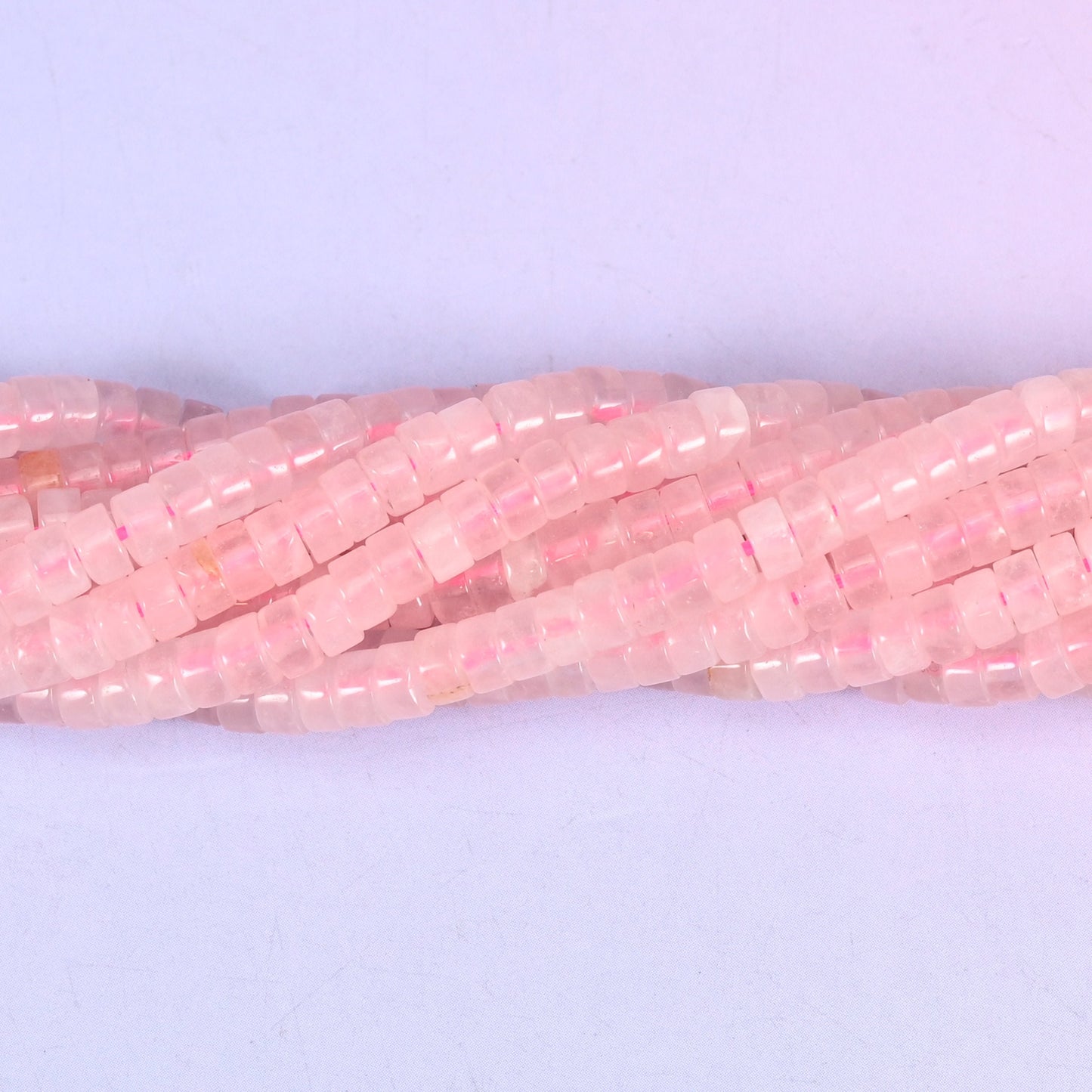 Rose Quartz Smooth Heishi Disc Beads, approximately 180 beads