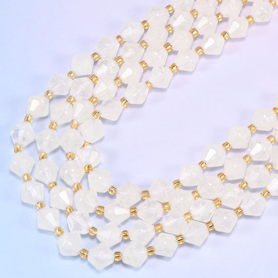 Angolan Quartz Faceted Bicone Beads 8mm Jewelry Making 15 Inch Strand