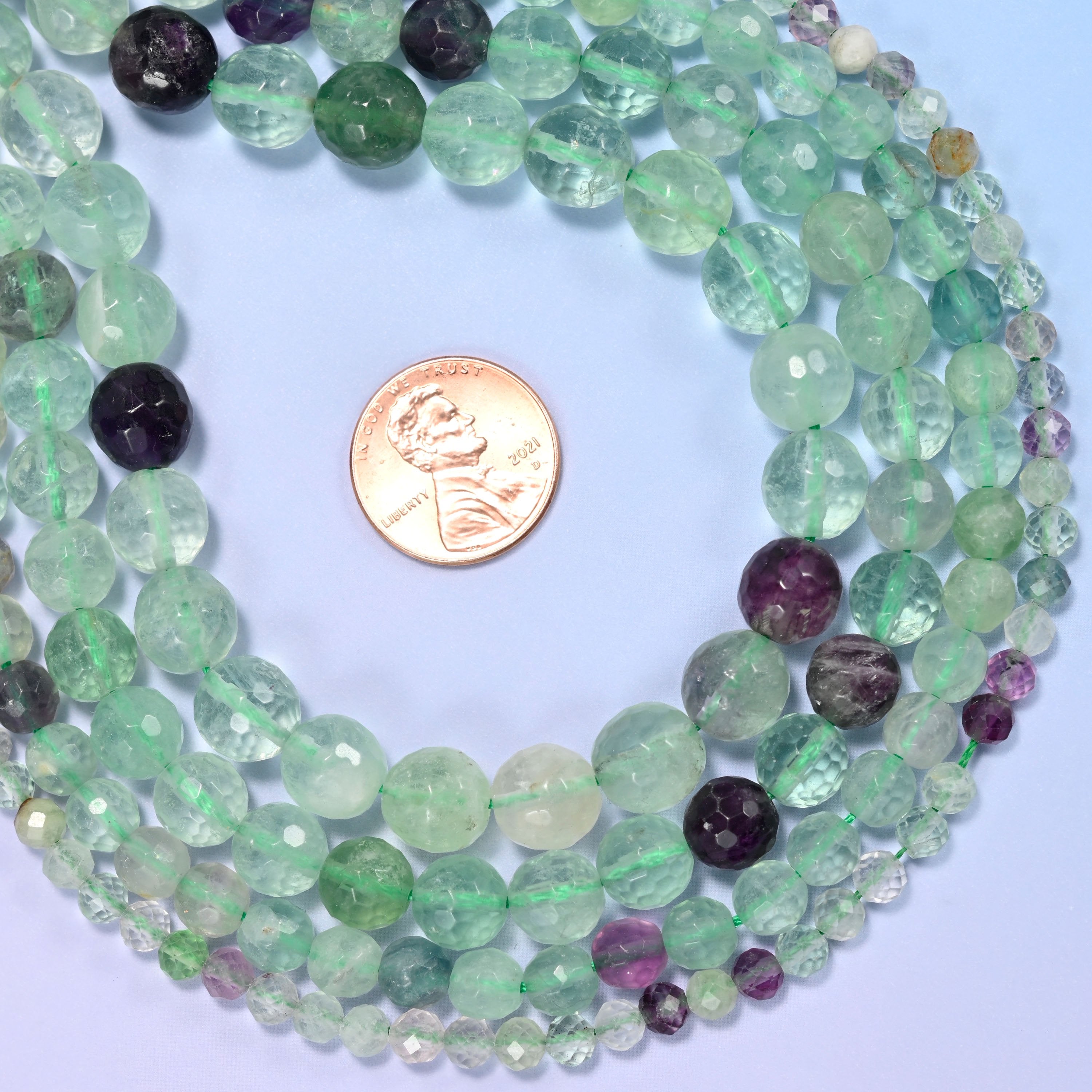 Fluorite Faceted Round Beads: Jewelry Making, 15 Inch Strand