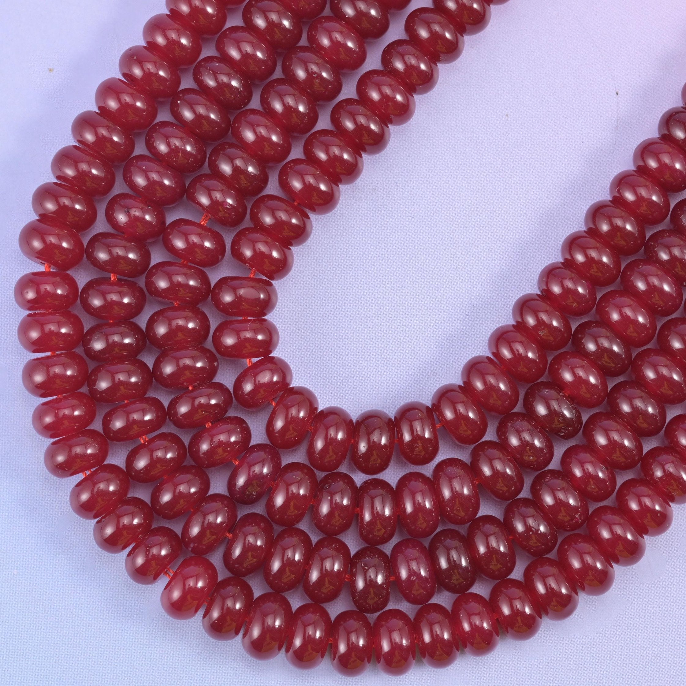 Ruby Red Dyed Jade rondelle beads, center-drilled 1.0mm hole
