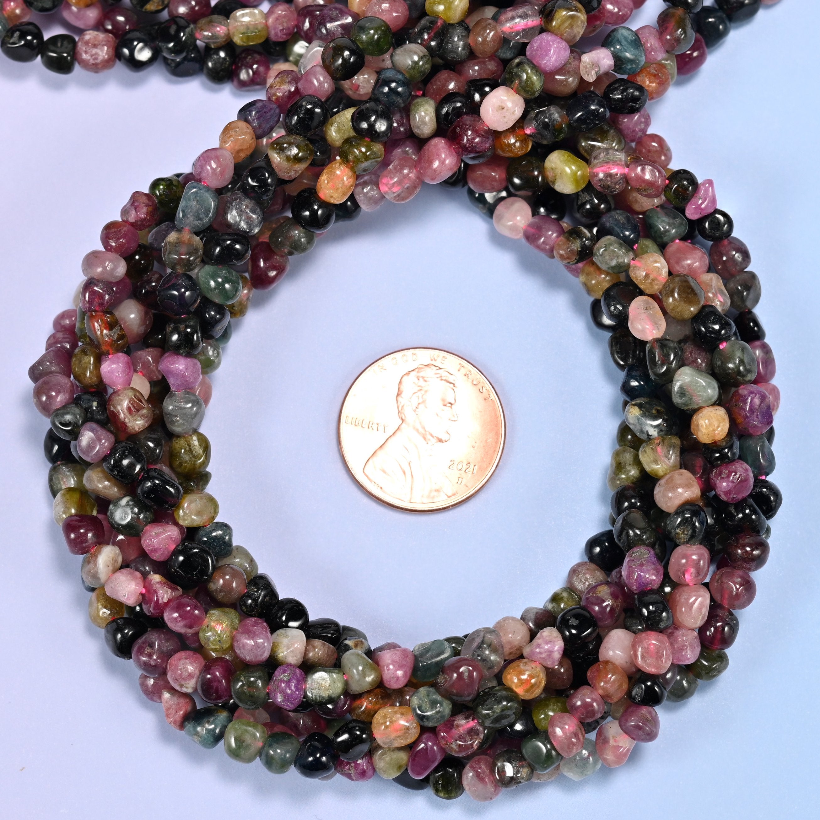 Colorful Tourmaline Tiny Nugget Beads: Jewelry Making 15.5" Strand