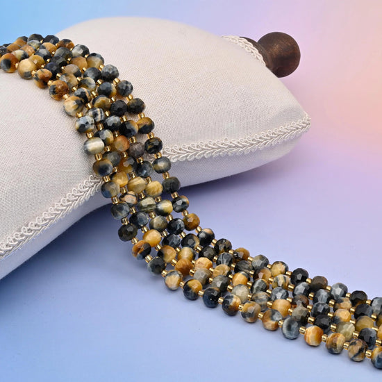 Dream Tiger Eye Faceted Rondelle Beads 6x8mm