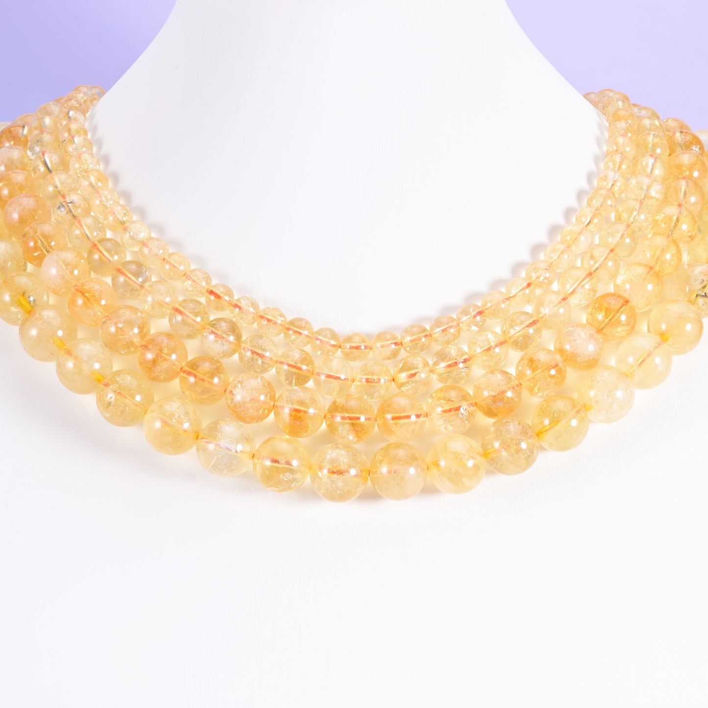 Citrine beads, smooth round, 6mm, 8mm, 10mm, 12mm