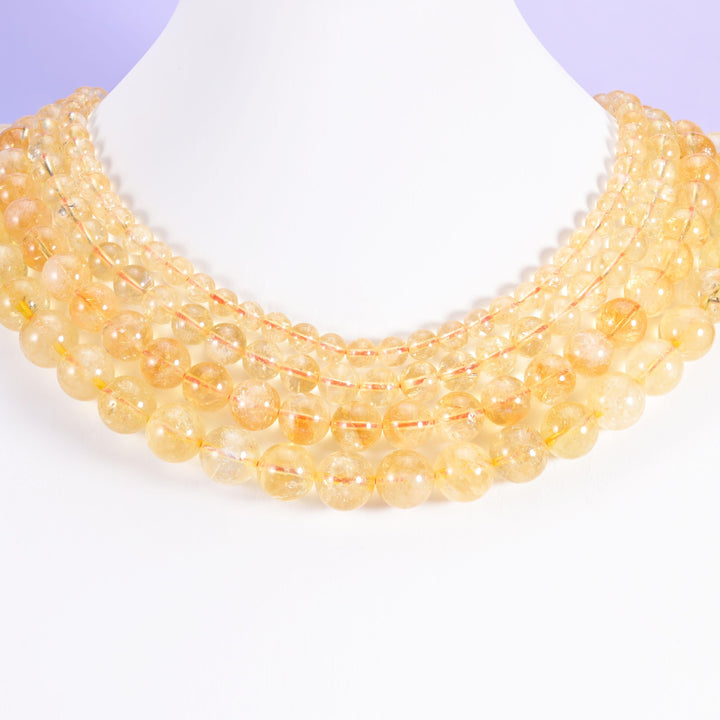 Citrine beads, smooth round, 6mm, 8mm, 10mm, 12mm
