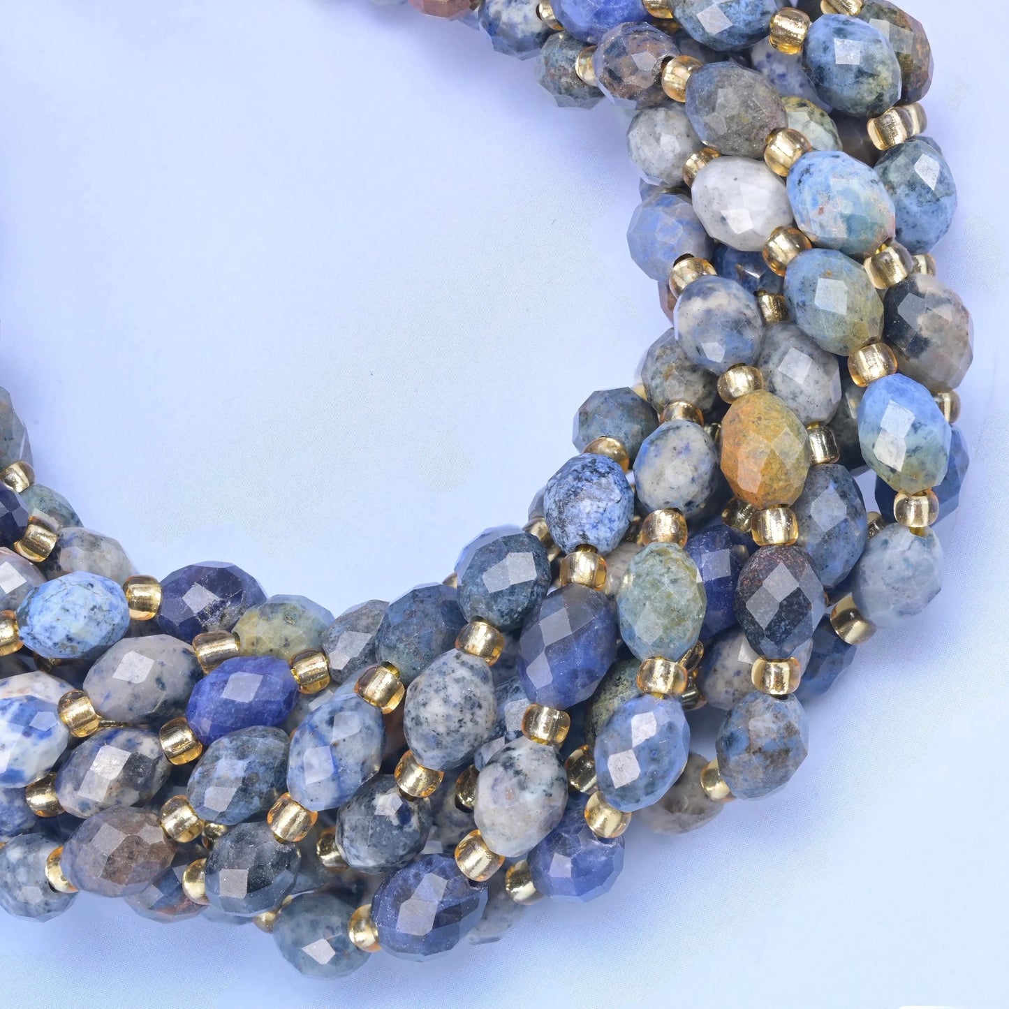 Sunset Dumortierite Faceted Rice Barrel Beads, hole approximately 1.0mm