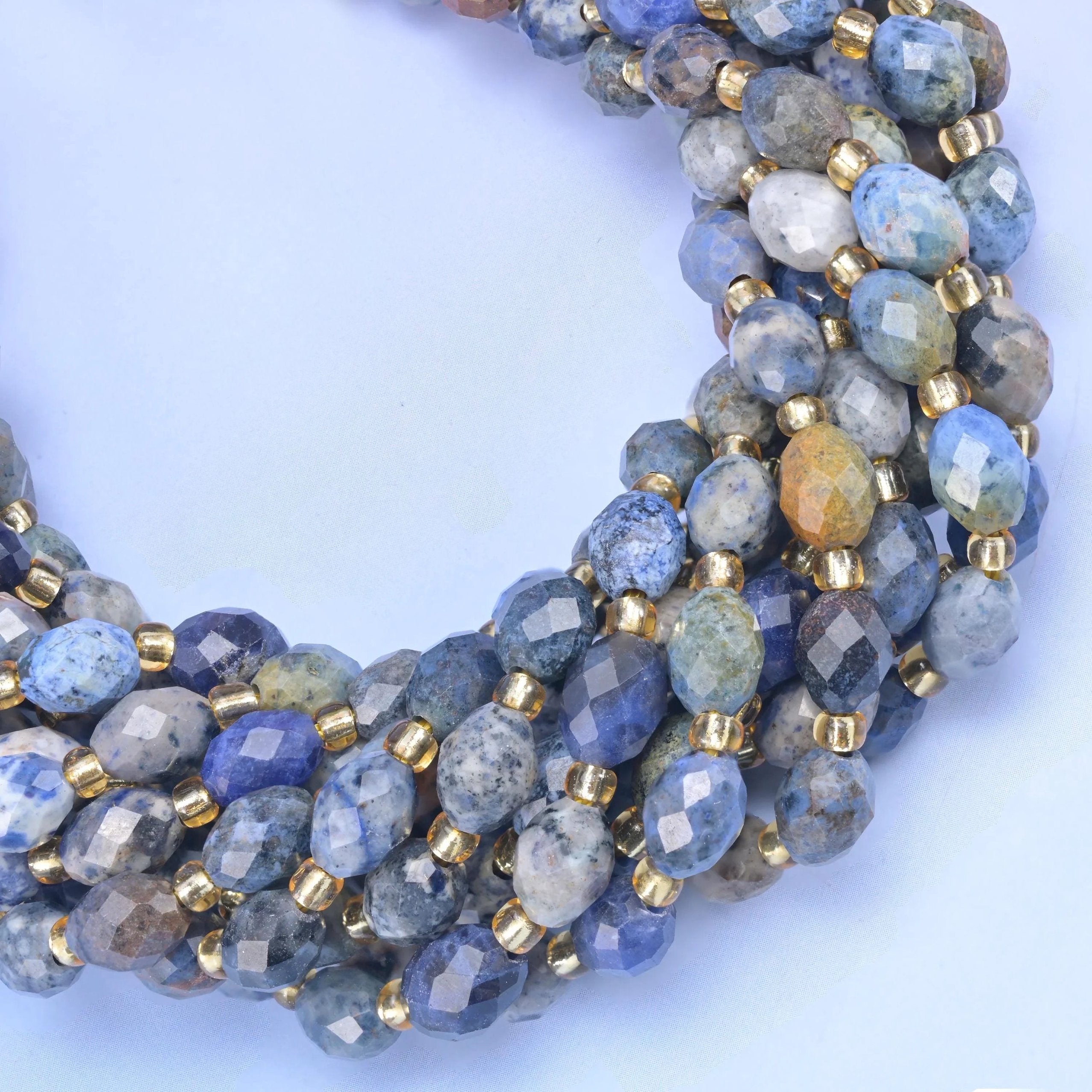 Sunset Dumortierite Faceted Rice Barrel Beads, hole approximately 1.0mm