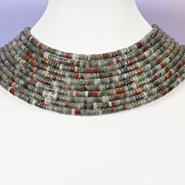 African Bloodstone beads, heishi disc shape, 1x4mm and 2x4mm
