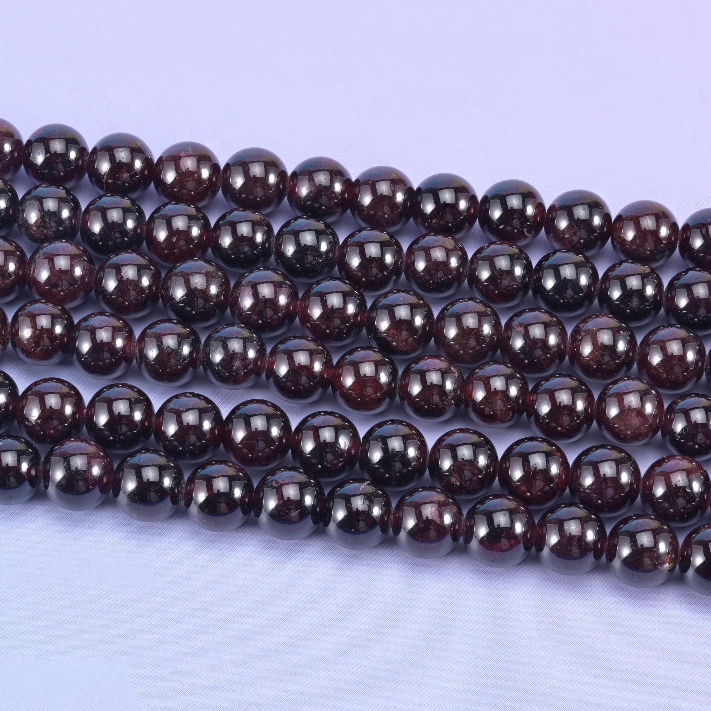 Red Garnet smooth round beads, 15.5 inch strand