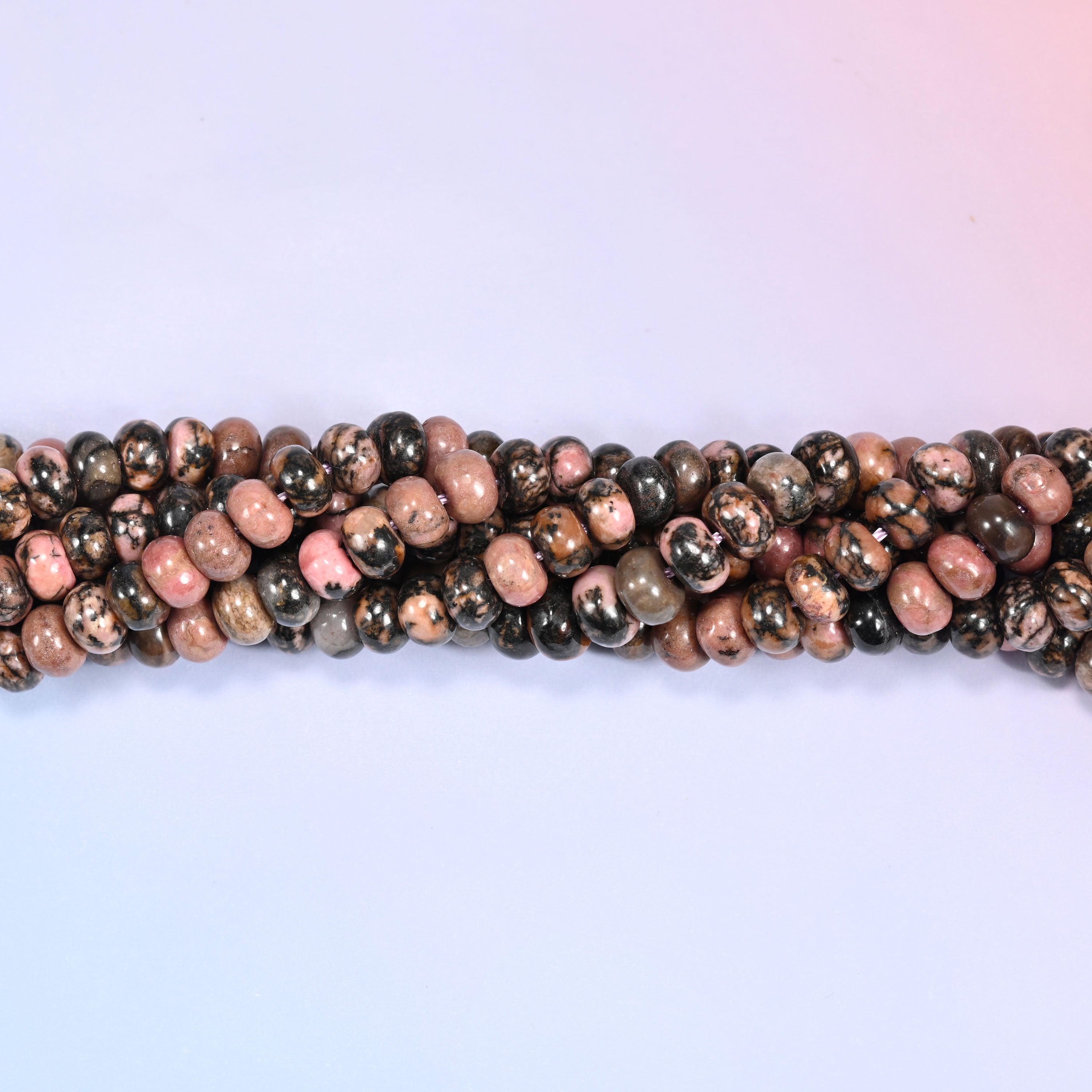 Rhodonite Rondelle Beads: 2.5mm Hole Size, Full Strand, Jewelry Making