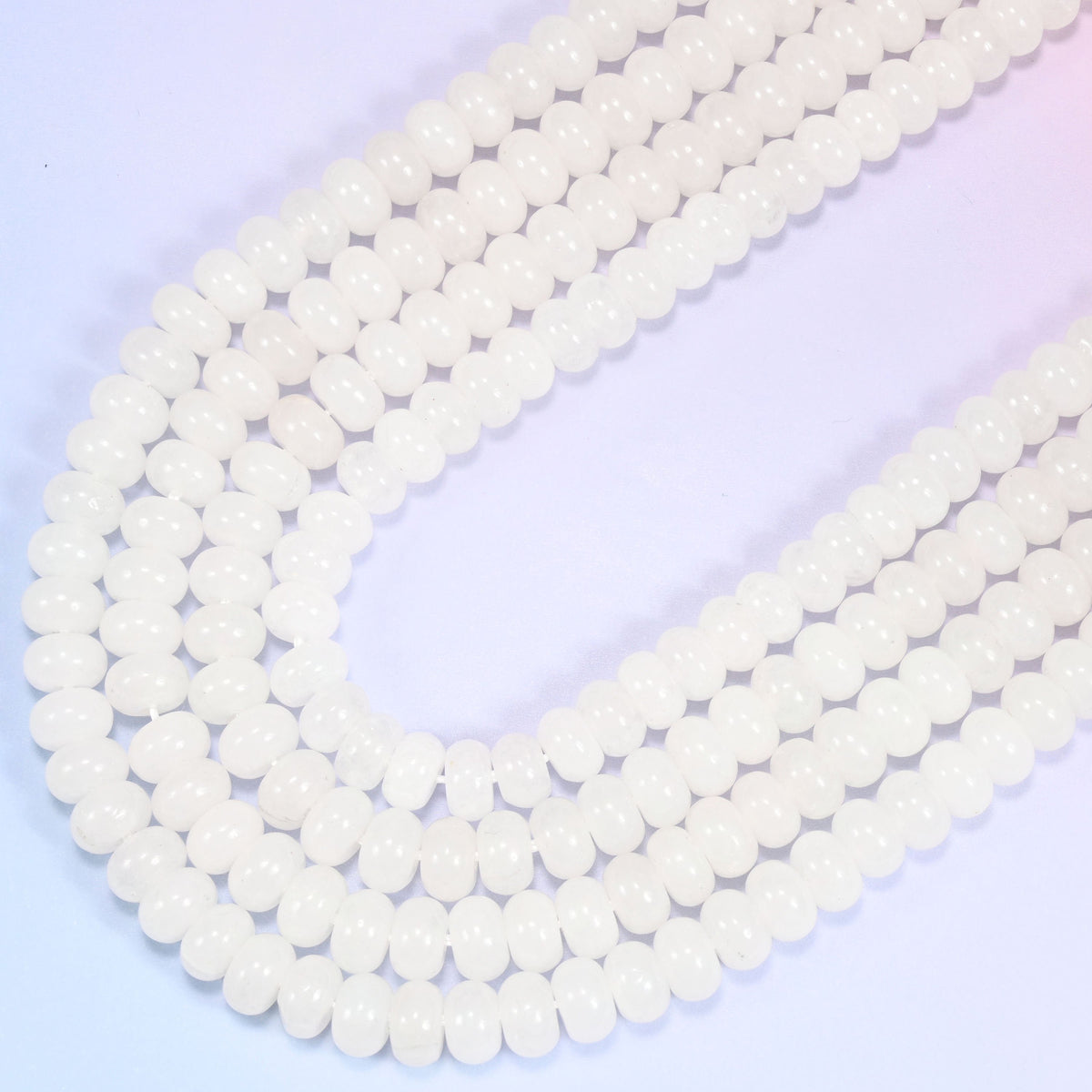 Natural White Jade Rondelle Beads, 15 inch strand.