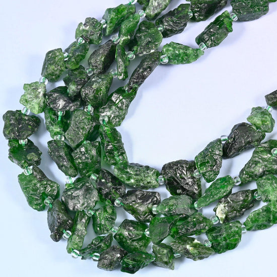 Chrome Diopside Irregular Chip Nugget Beads 10-14mm, 15.5 inch strand