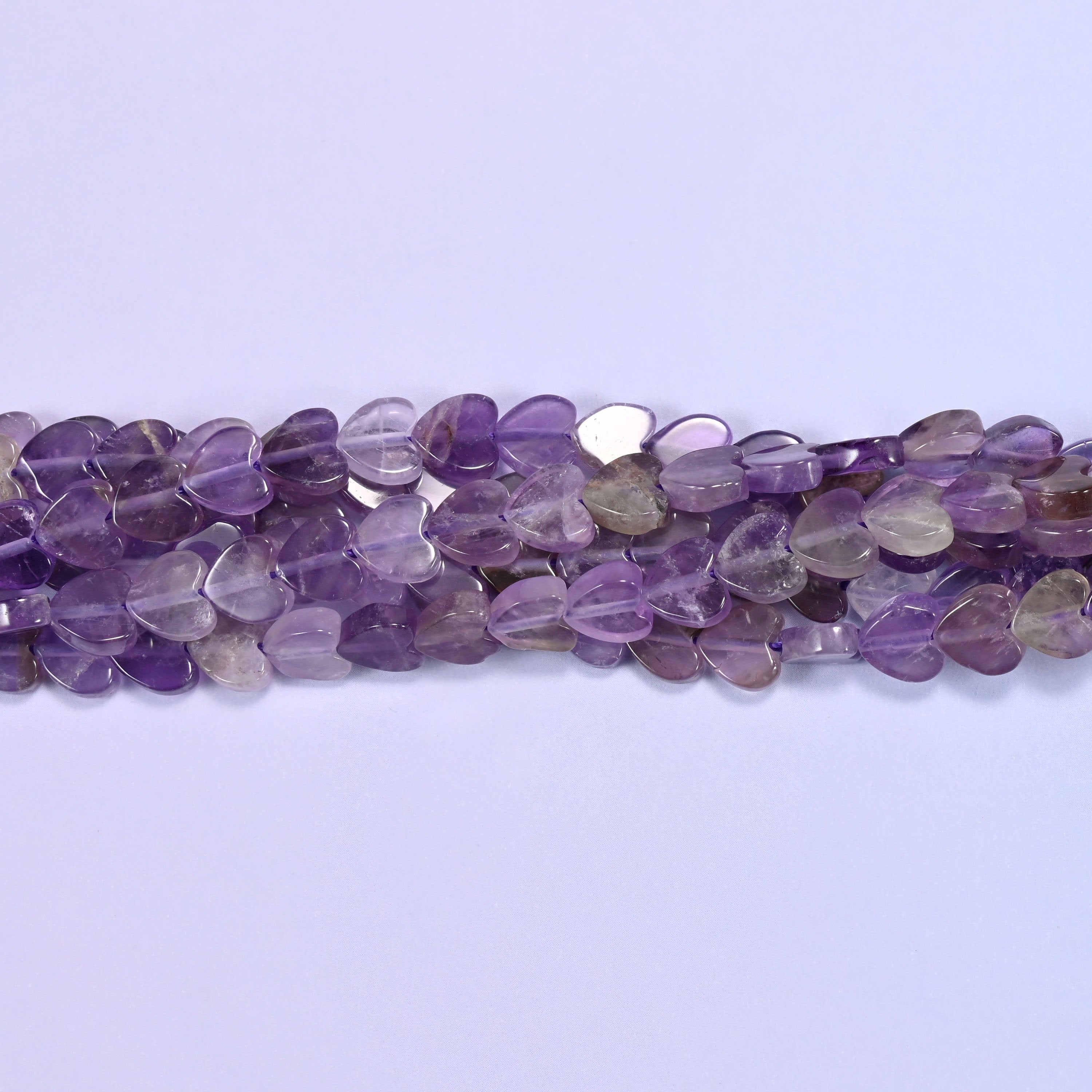 Amethyst Heart Flat Beads: Size 6mm, Jewelry Making, 15 Inch Strand