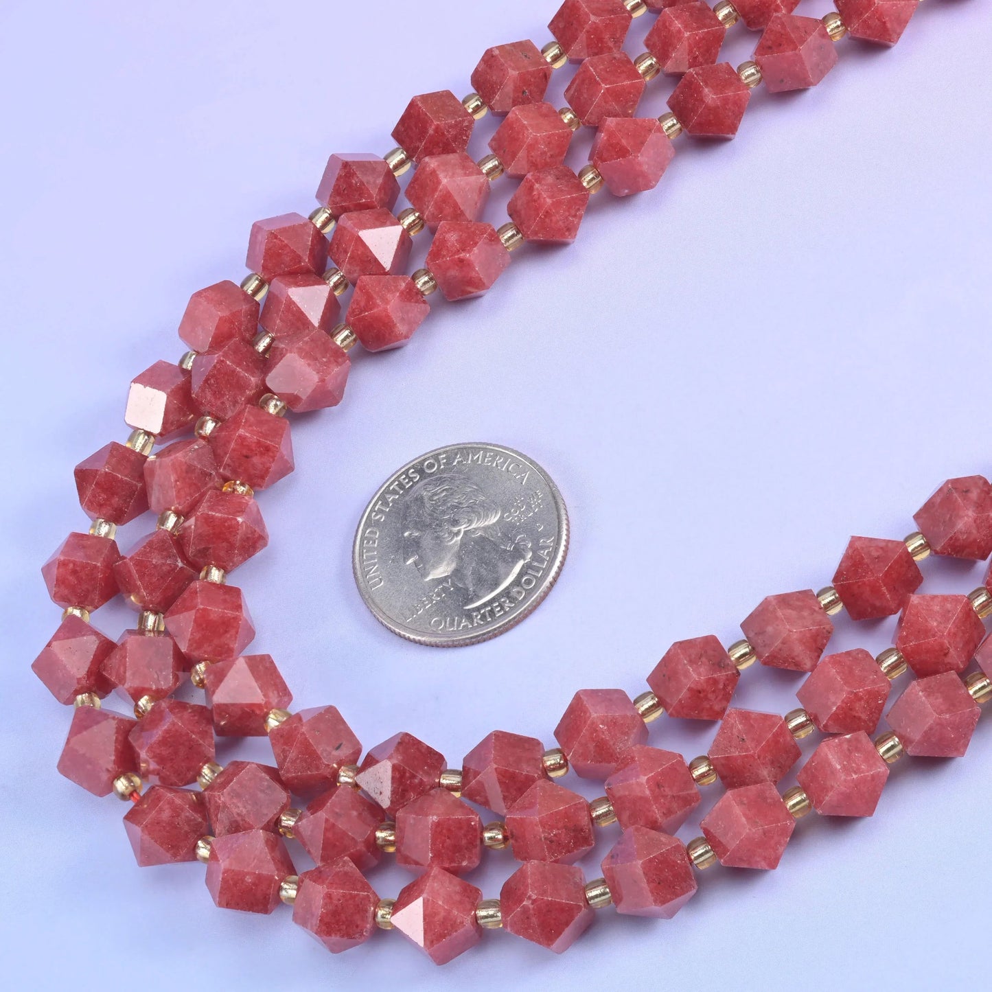 Faceted rhombus gemstone beads for colour-blocked bracelets and necklaces.