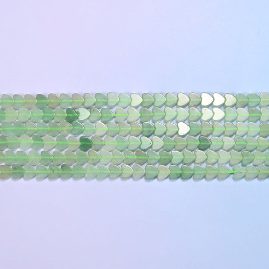 Green Aventurine Flat Heart Beads in pale mint and celadon