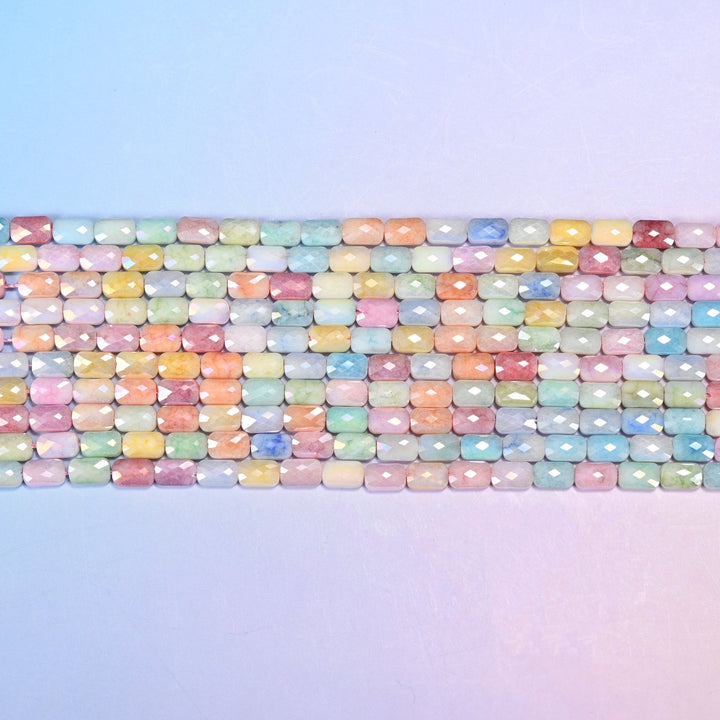 Faceted rectangular glass beads, 7x4.5mm