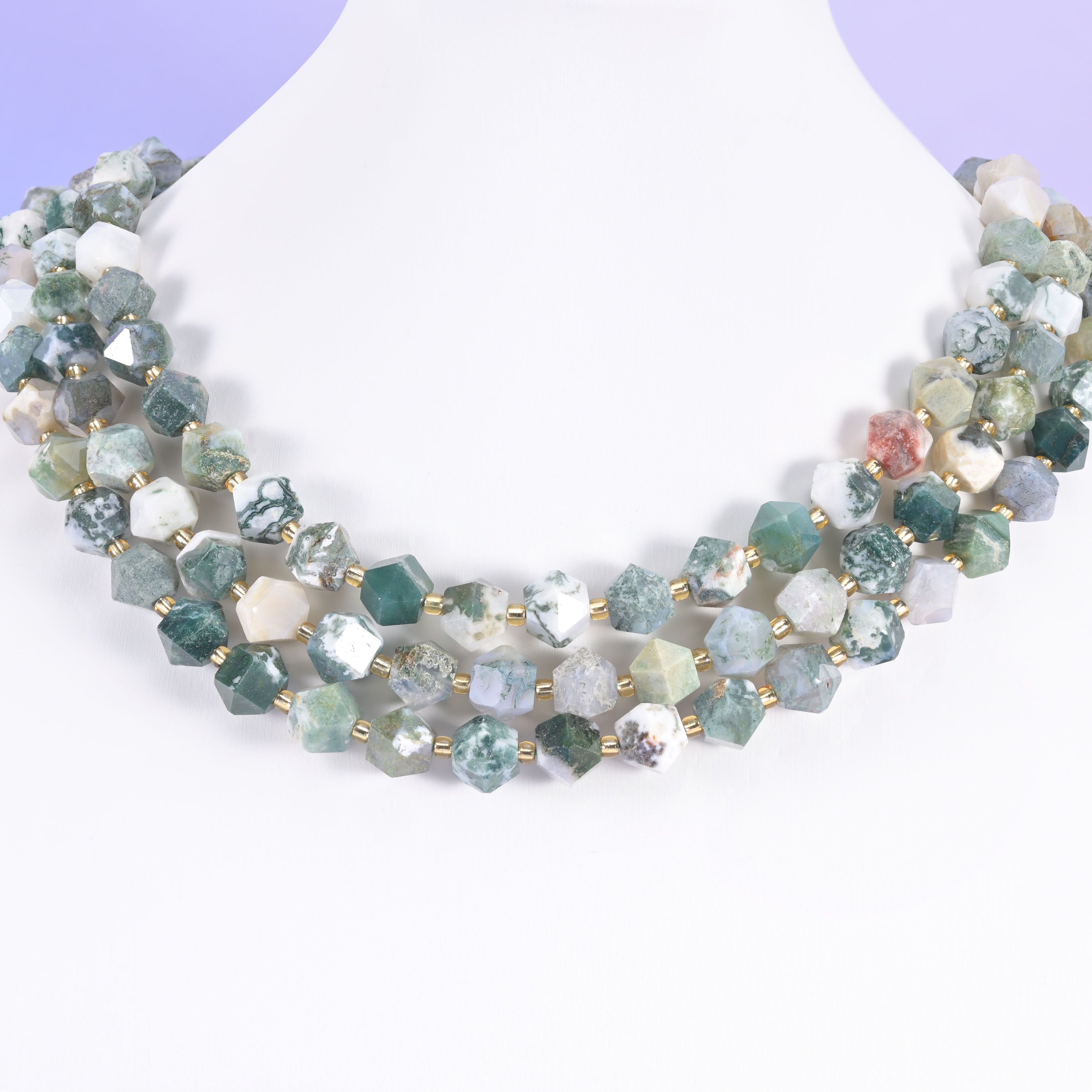 Diamond Rhombus Gemstone Beads, stone options include Red Jasper and Tianshan Jade.