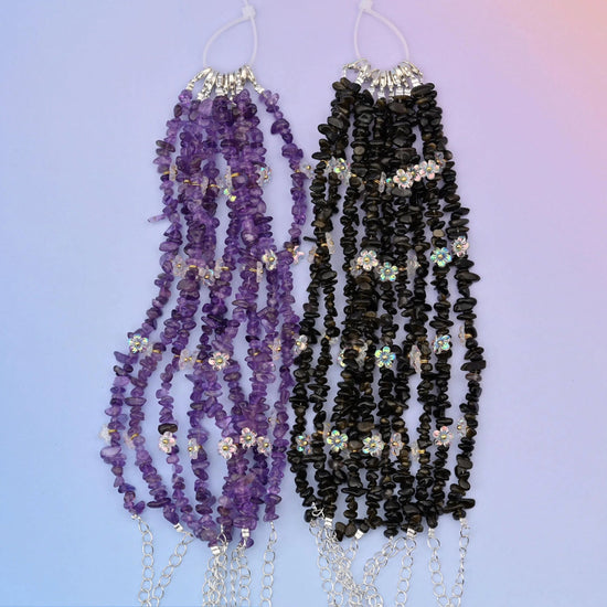 Chip gemstone bracelet with silver plated clasp