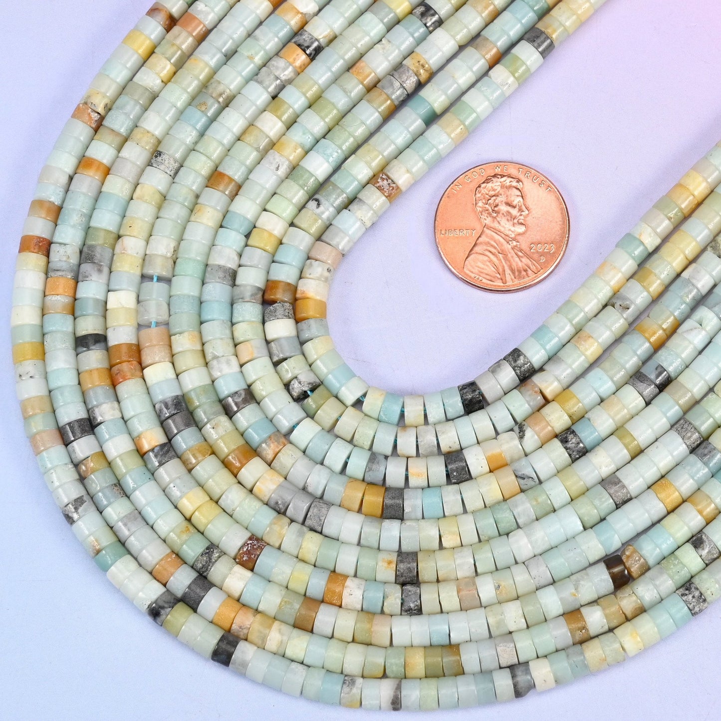 Heishi disc cut Multi-Color Amazonite beads