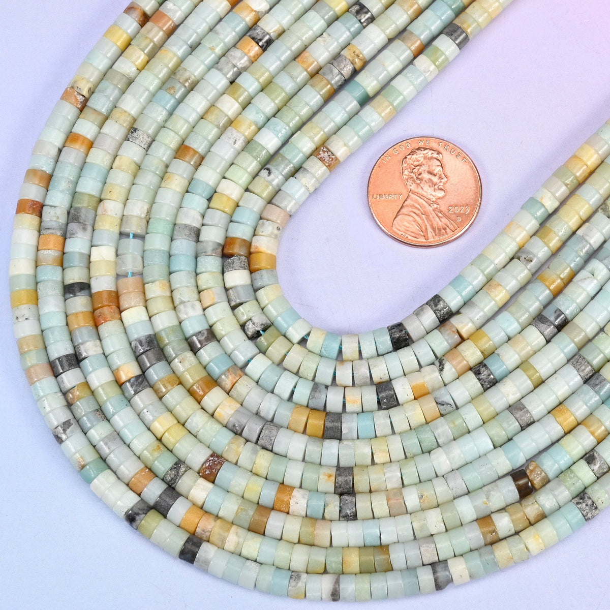 Heishi disc cut Multi-Color Amazonite beads