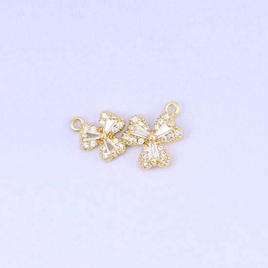 Flower Zircon Connector Pendant, 18K gold plated brass