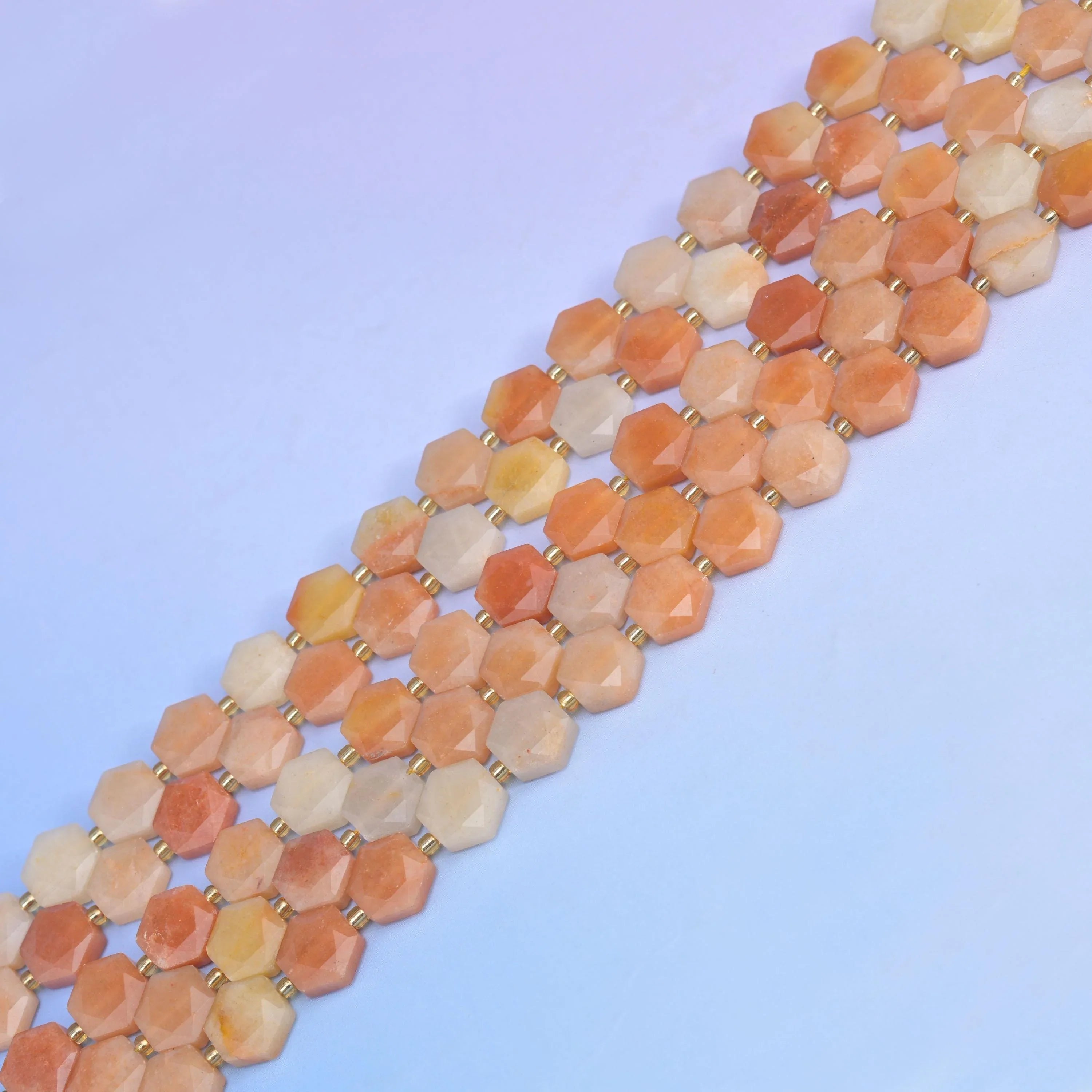Gold Silk Jade in warm apricot, peach and pale butter yellow.