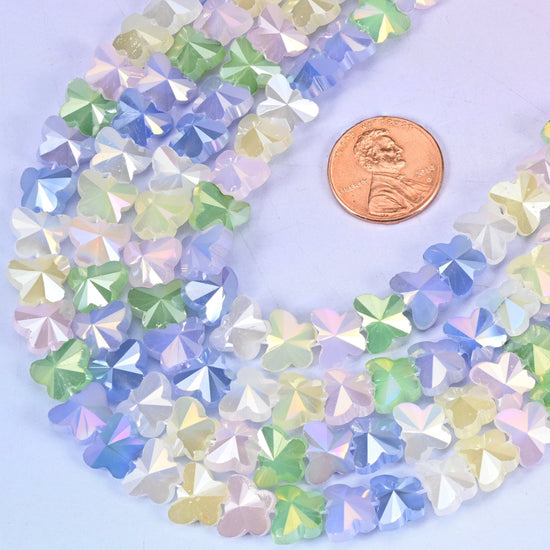 Butterfly cut glass beads