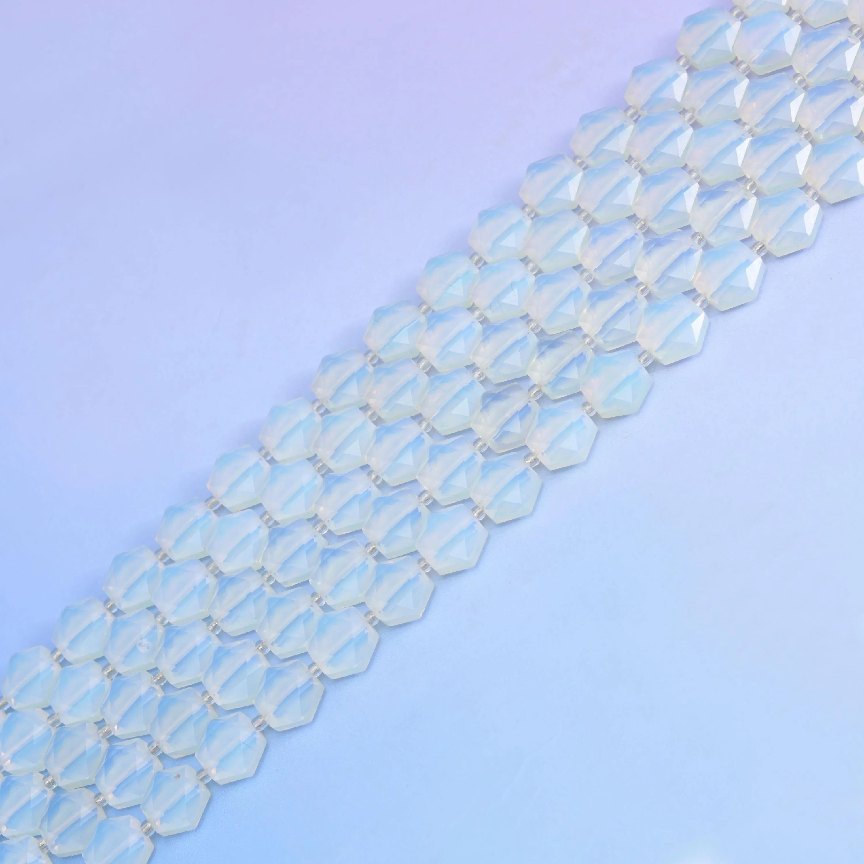 Opalite hexagon beads, 15.5 inch strand.