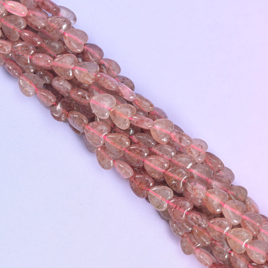 Strawberry Quartz Heart Beads, approximately 70 beads per strand