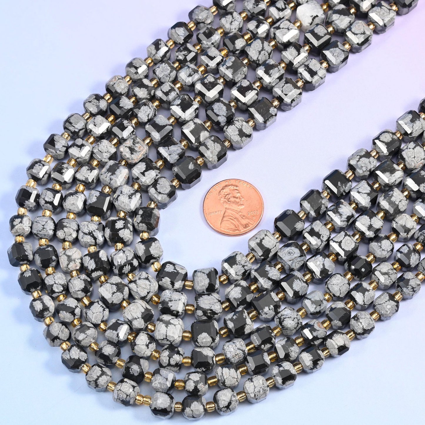 Snowflake Jasper Faceted Cube Beads, approximately 43 beads per 15 inch strand in 6mm